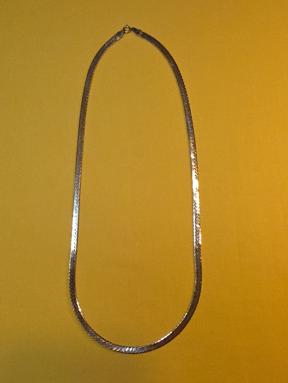 Vintage 925 Silver Vermeil Herringbone Necklace ▪︎ Likely Made In Vicenza, Italy